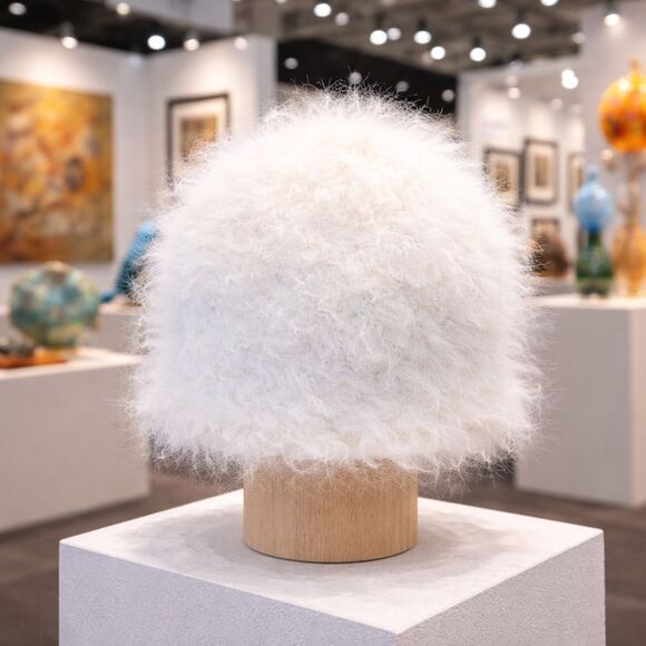 HAND CRAFTED New Fur Ivory White Cream Tone Nuetral Hand Knit Cruelty Free Hat main image 6